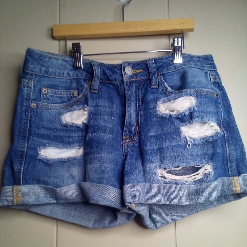 Aeropostale Tomboy Denim Jean Shorts 2 Distressed Blue